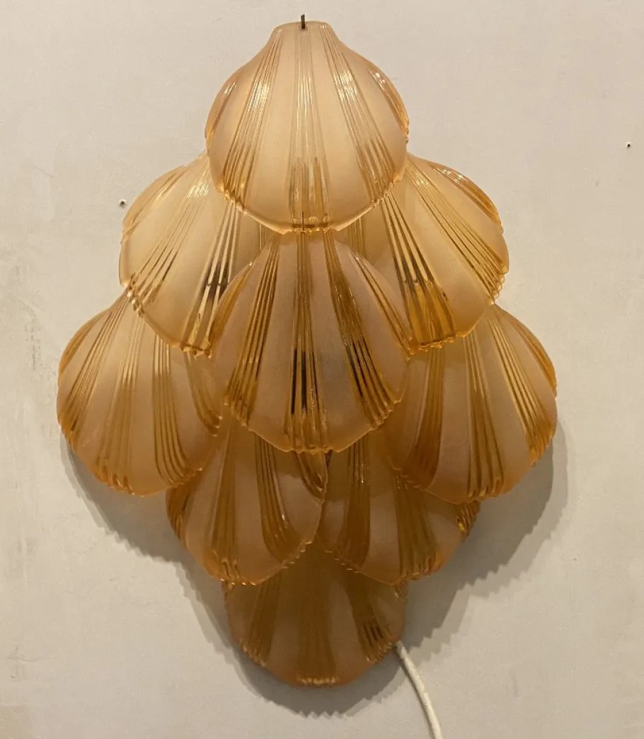 New Pamono Italian Shell Glass Sconces, 1980s, Set of 2