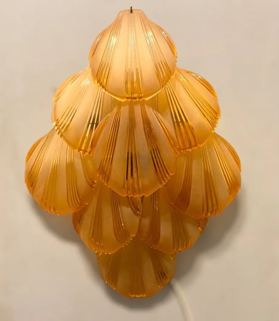 New Pamono Italian Shell Glass Sconces, 1980s, Set of 2