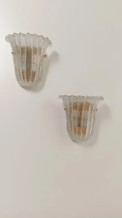 Hot Pamono Italian Shield Sconces in Murano Graniglia Glass, 1980s