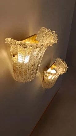 Hot Pamono Italian Shield Sconces in Murano Graniglia Glass, 1980s