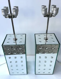 Best Pamono Italian Silver Optical Murano Glass Lamps by Roberto Giulio Rida, 2010s, Set of 2