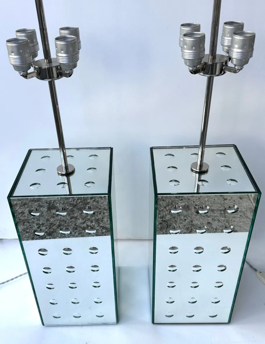 Best Pamono Italian Silver Optical Murano Glass Lamps by Roberto Giulio Rida, 2010s, Set of 2