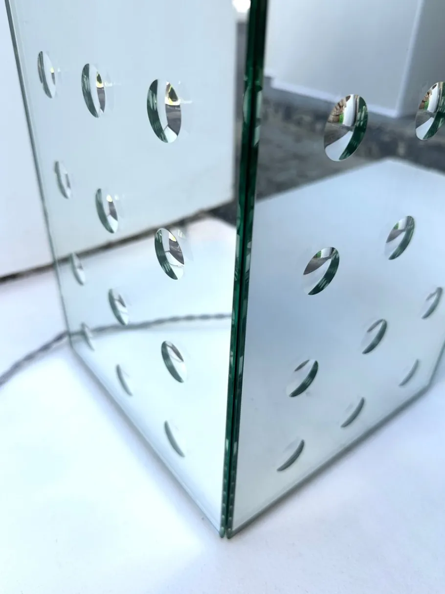 Best Pamono Italian Silver Optical Murano Glass Lamps by Roberto Giulio Rida, 2010s, Set of 2