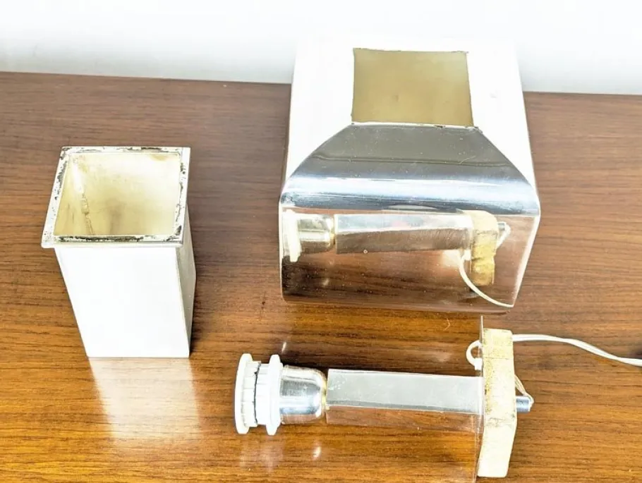 Pamono Italian Silver Plated Metal Lamp by Nella Longari, 1970s