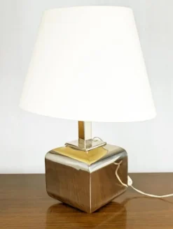 Pamono Italian Silver Plated Metal Lamp by Nella Longari, 1970s