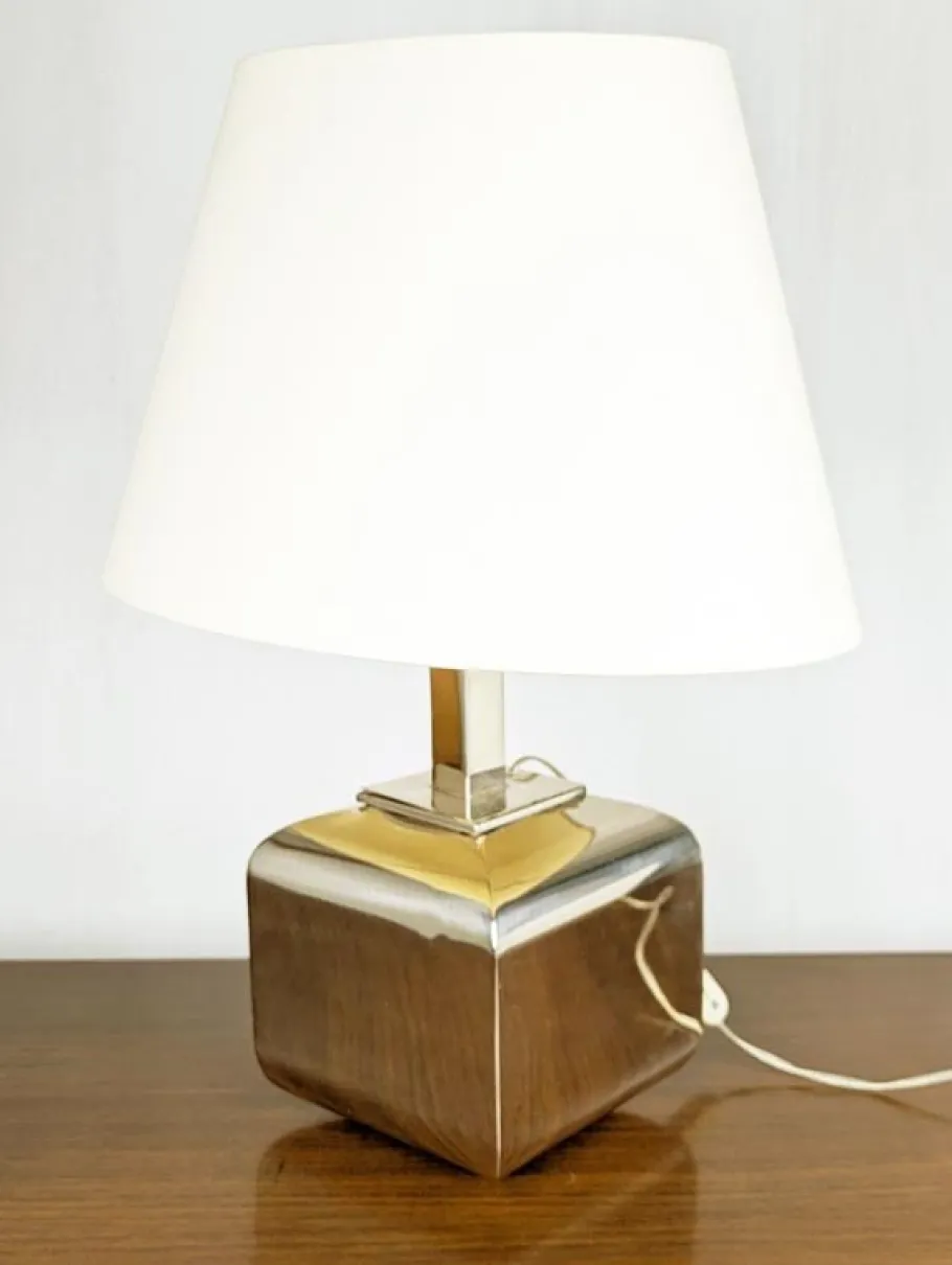 Pamono Italian Silver Plated Metal Lamp by Nella Longari, 1970s