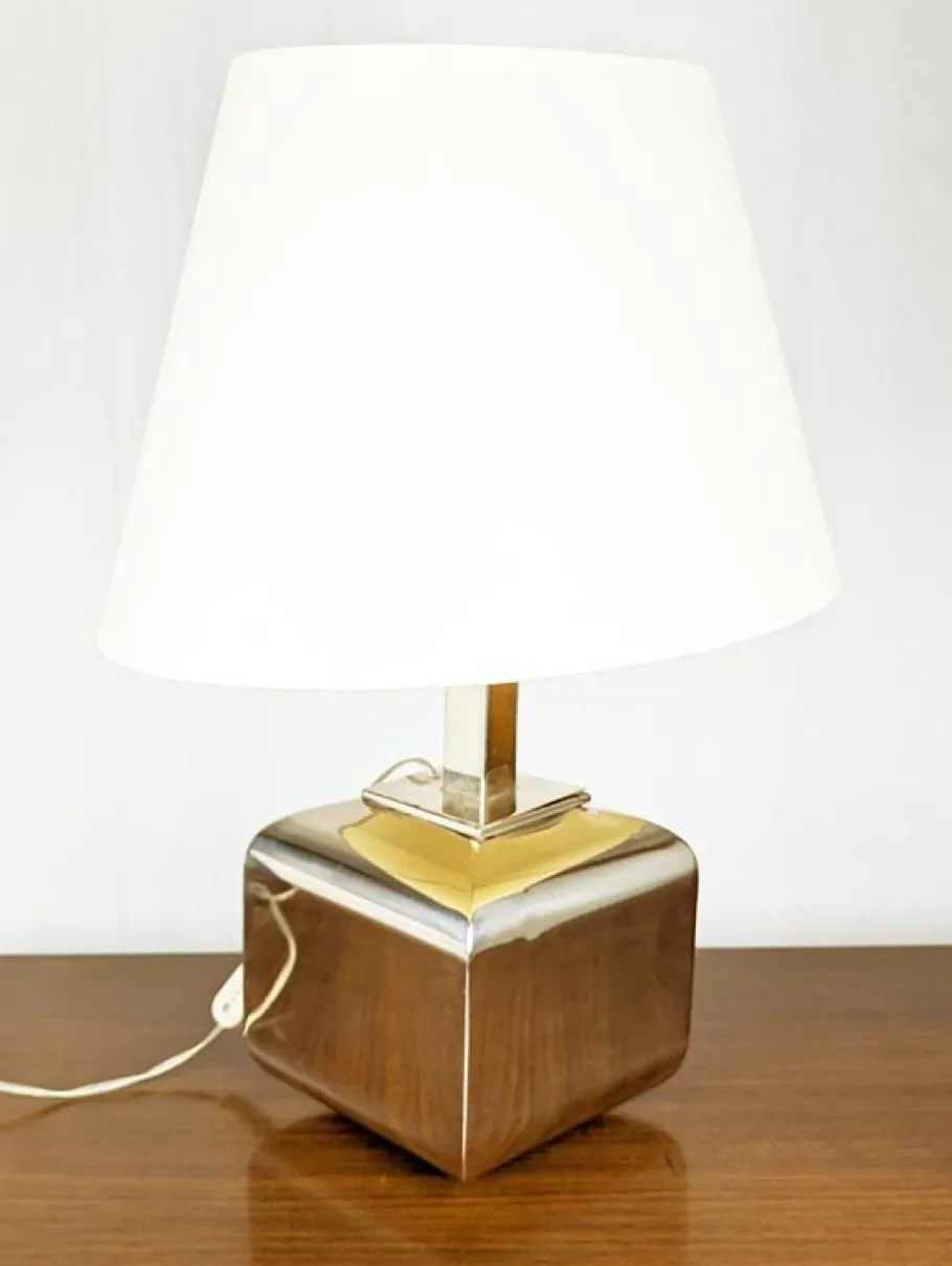 Pamono Italian Silver Plated Metal Lamp by Nella Longari, 1970s