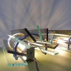 Best Pamono Italian Smoked & Clear Glass Sconces in Style of Veca, 1970s, Set of 2