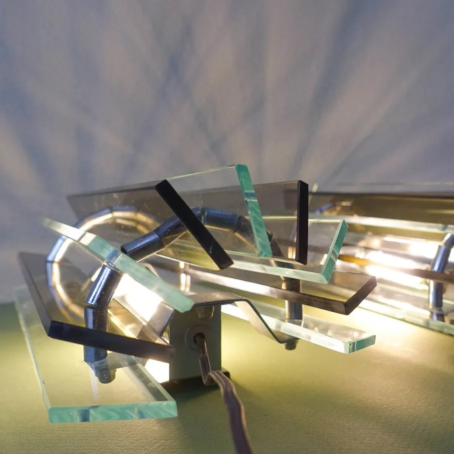 Best Pamono Italian Smoked & Clear Glass Sconces in Style of Veca, 1970s, Set of 2