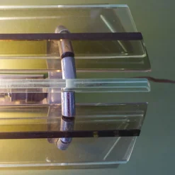 Best Pamono Italian Smoked & Clear Glass Sconces in Style of Veca, 1970s, Set of 2