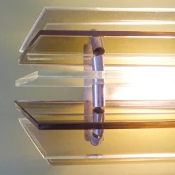 Best Pamono Italian Smoked & Clear Glass Sconces in Style of Veca, 1970s, Set of 2