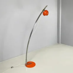 Discount Pamono Italian Space Age Adjustable Floor Lamp in Metal and Orange Metal, 1970s