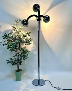 Online Pamono Italian Space Age Chromed 3-Light Floor Lamp with Adjustable Arms, 1960s