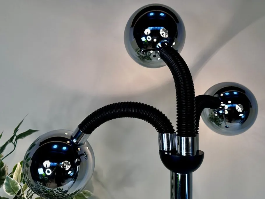 Online Pamono Italian Space Age Chromed 3-Light Floor Lamp with Adjustable Arms, 1960s