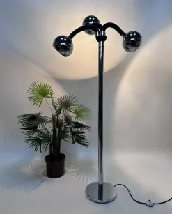 Online Pamono Italian Space Age Chromed 3-Light Floor Lamp with Adjustable Arms, 1960s
