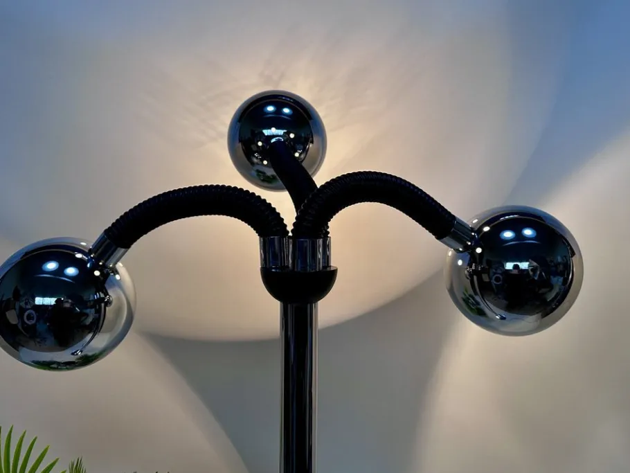 Online Pamono Italian Space Age Chromed 3-Light Floor Lamp with Adjustable Arms, 1960s