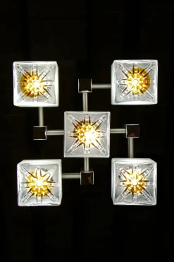 Discount Pamono Italian Space Age Cubic Chandelier by Gaetano Sciolari for Mazzega, 1970s