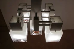 Discount Pamono Italian Space Age Cubic Chandelier by Gaetano Sciolari for Mazzega, 1970s