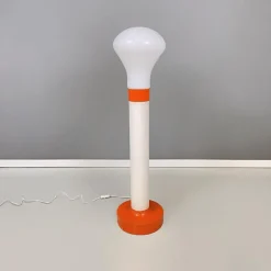 Clearance Pamono Italian Space Age Floor Lamp in Orange and White Metal with Opaline Glass, 1970s