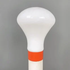 Clearance Pamono Italian Space Age Floor Lamp in Orange and White Metal with Opaline Glass, 1970s