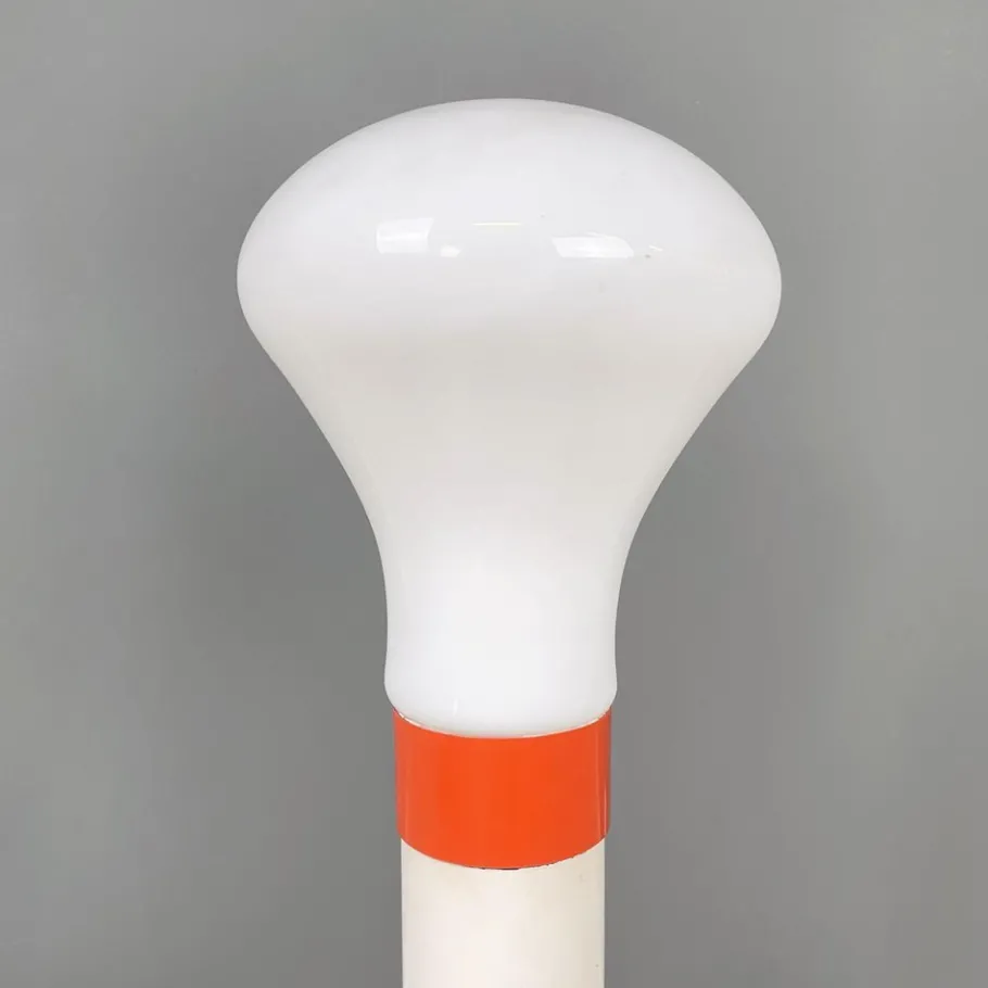 Clearance Pamono Italian Space Age Floor Lamp in Orange and White Metal with Opaline Glass, 1970s
