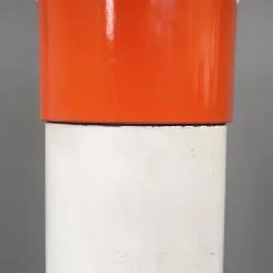 Clearance Pamono Italian Space Age Floor Lamp in Orange and White Metal with Opaline Glass, 1970s