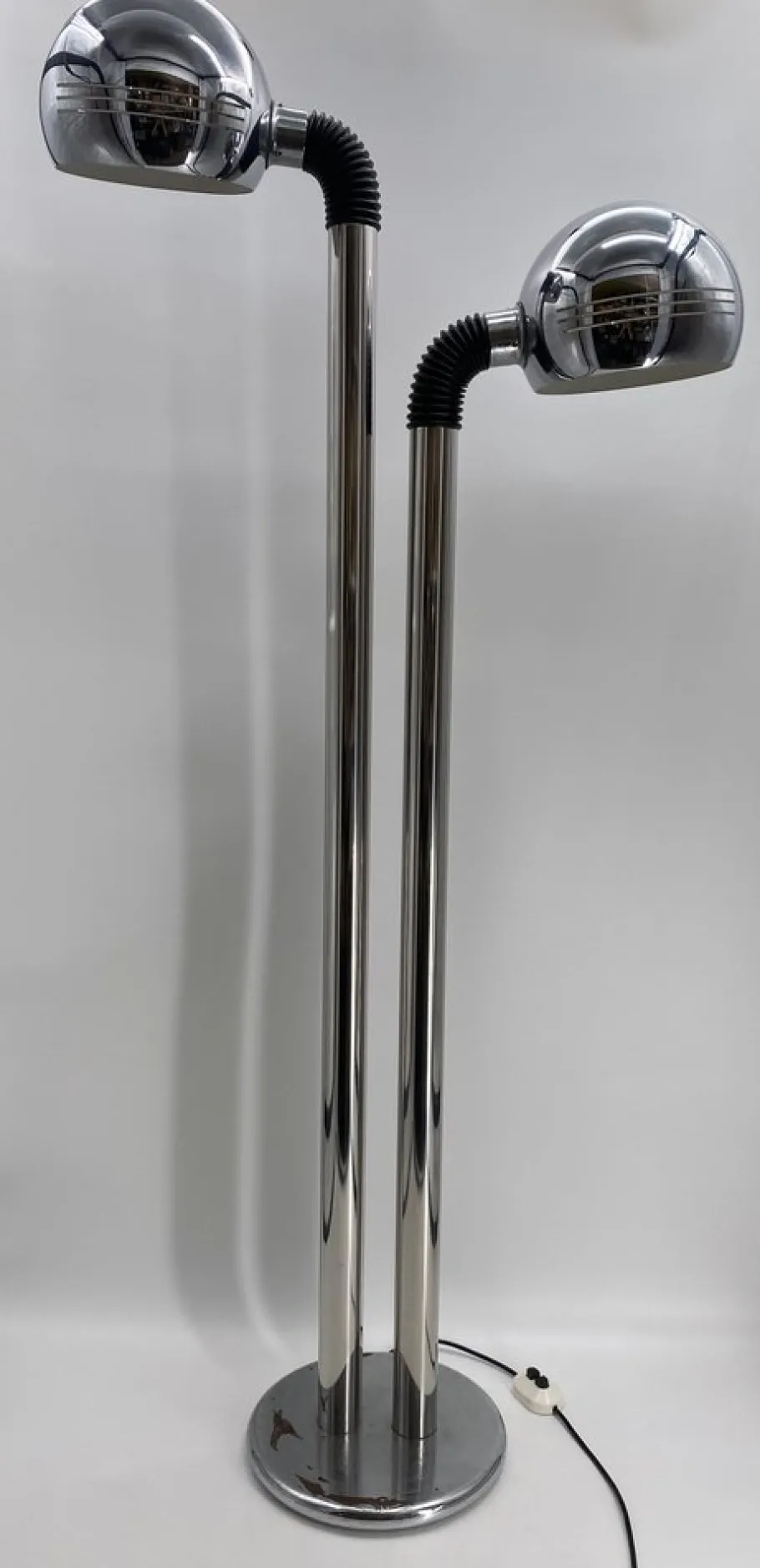 Clearance Pamono Italian Space Age Floor Lamp with Two Chrome Balls, 1970s