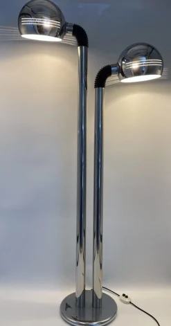 Clearance Pamono Italian Space Age Floor Lamp with Two Chrome Balls, 1970s