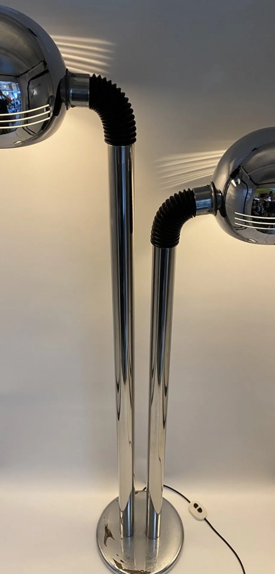 Clearance Pamono Italian Space Age Floor Lamp with Two Chrome Balls, 1970s