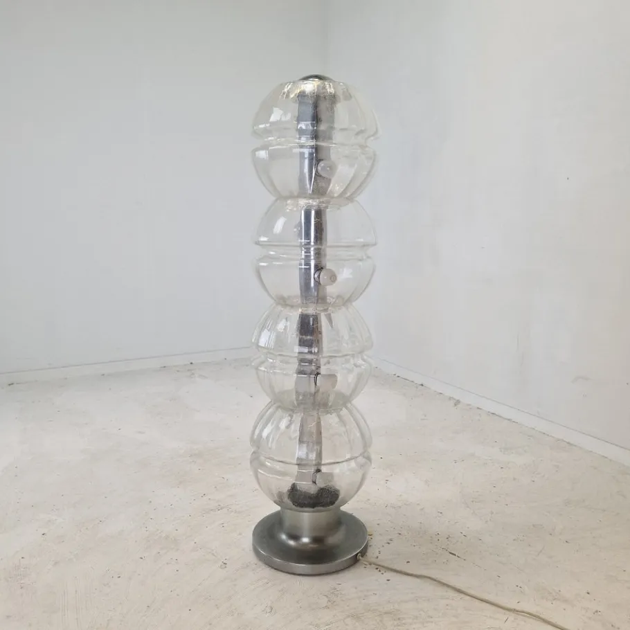 Best Pamono Italian Space Age Glass Floor Lamp, 1980s