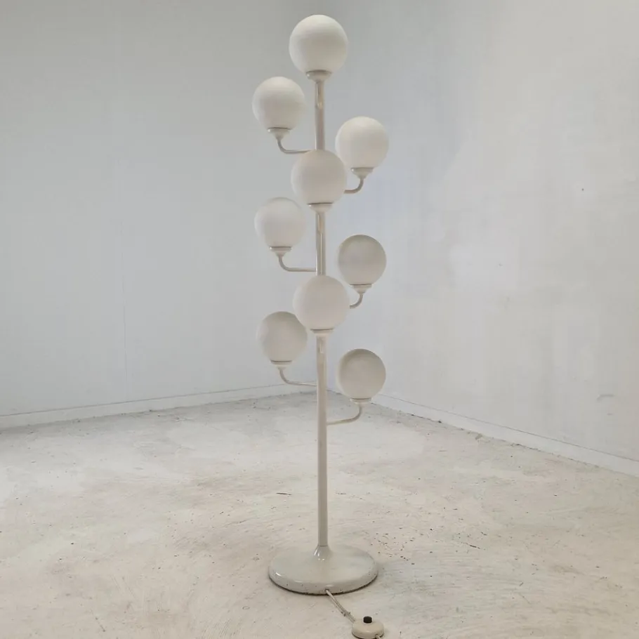 Clearance Pamono Italian Space Age Glass Floor Lamp from Kaiser Idell / Kaiser Leuchten, 1980s