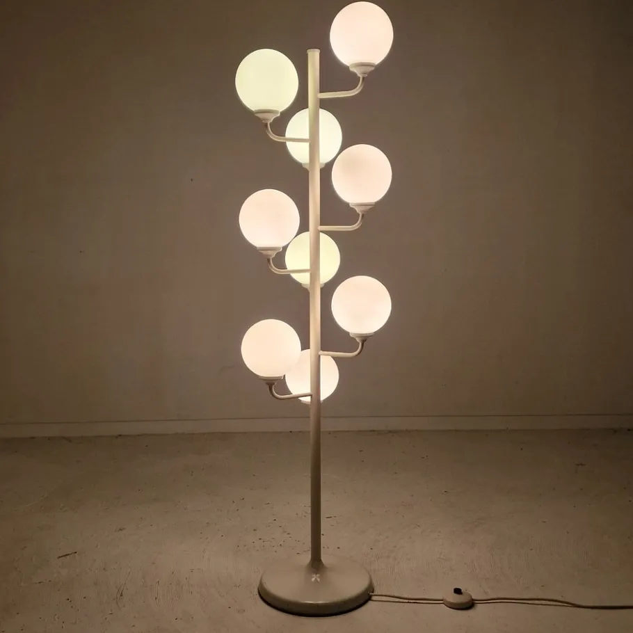 Clearance Pamono Italian Space Age Glass Floor Lamp from Kaiser Idell / Kaiser Leuchten, 1980s
