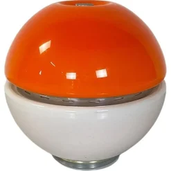 Clearance Pamono Italian Space Age Metal, Orange Plastic and White Opaline Glass Table Lamp, 1970s