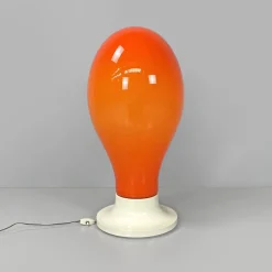 Online Pamono Italian Space Age Round Base Orange Glass Table Lamp, 1960s