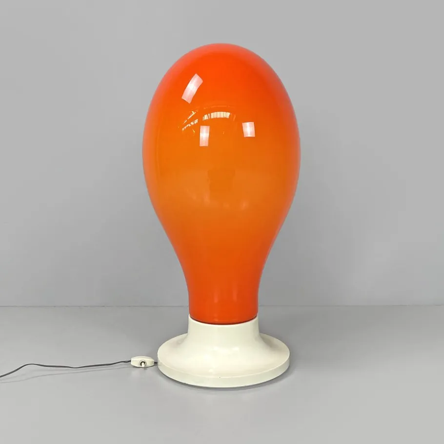 Online Pamono Italian Space Age Round Base Orange Glass Table Lamp, 1960s