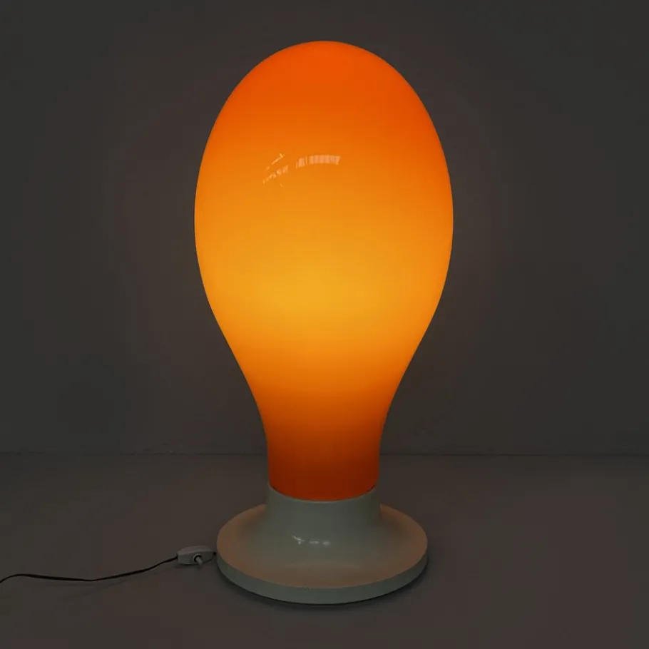 Online Pamono Italian Space Age Round Base Orange Glass Table Lamp, 1960s