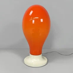 Online Pamono Italian Space Age Round Base Orange Glass Table Lamp, 1960s