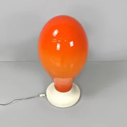 Online Pamono Italian Space Age Round Base Orange Glass Table Lamp, 1960s