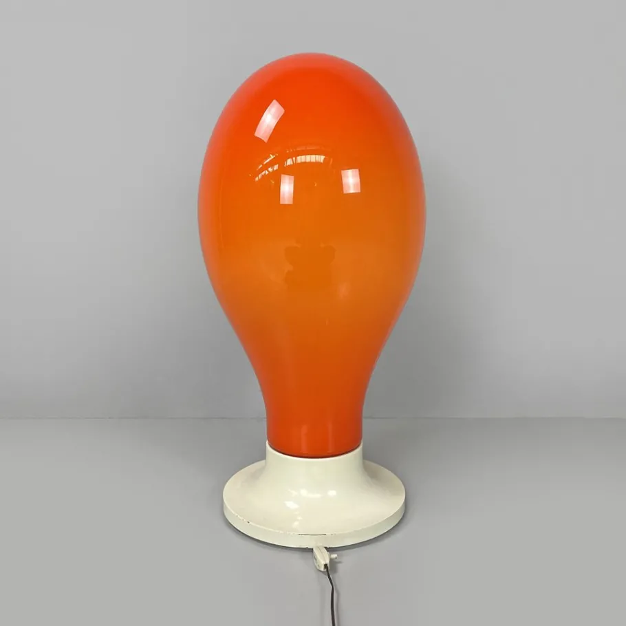 Online Pamono Italian Space Age Round Base Orange Glass Table Lamp, 1960s