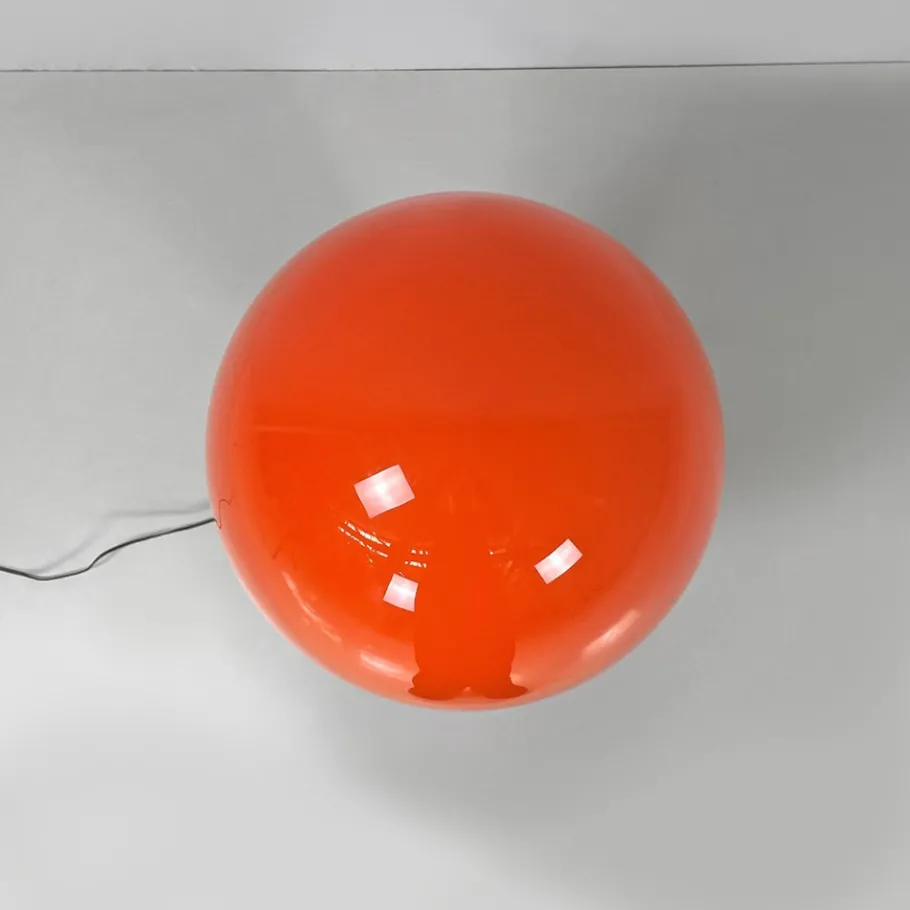 Online Pamono Italian Space Age Round Base Orange Glass Table Lamp, 1960s