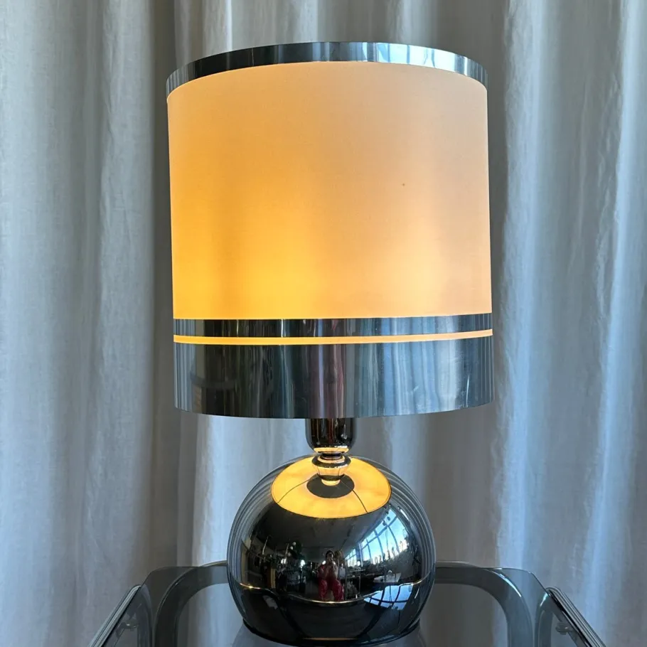 Sale Pamono Italian Space Age Spherical Chrome Table Lamp, 1970s