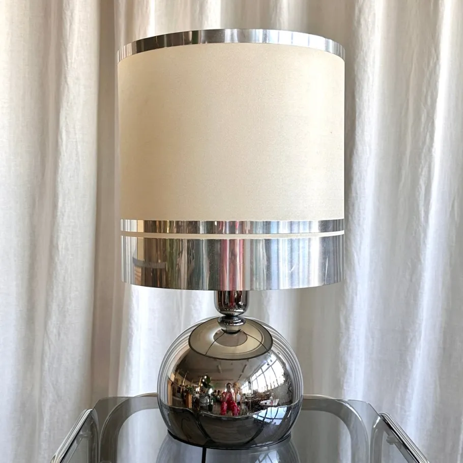 Sale Pamono Italian Space Age Spherical Chrome Table Lamp, 1970s