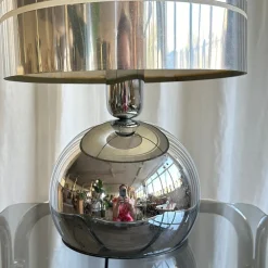 Sale Pamono Italian Space Age Spherical Chrome Table Lamp, 1970s
