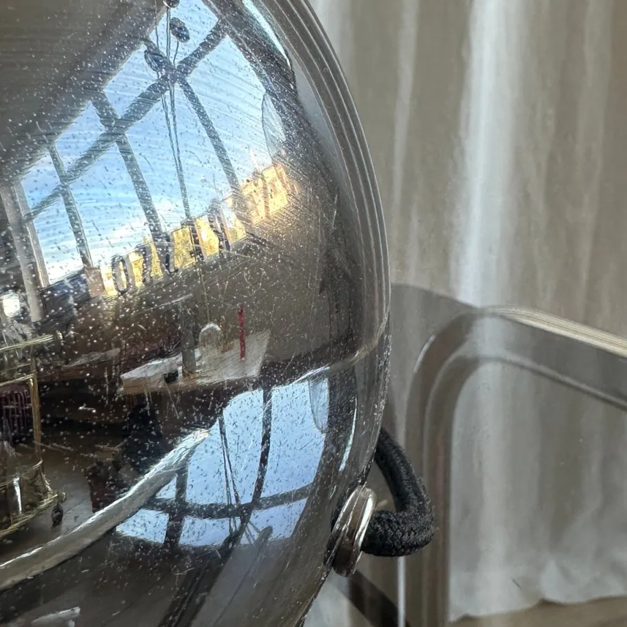 Sale Pamono Italian Space Age Spherical Chrome Table Lamp, 1970s