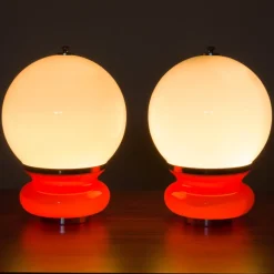 Hot Pamono Italian Space Age Table Lamps in Murano Glass by Carlo Nason for Mazzega, 1970s, Set of 2