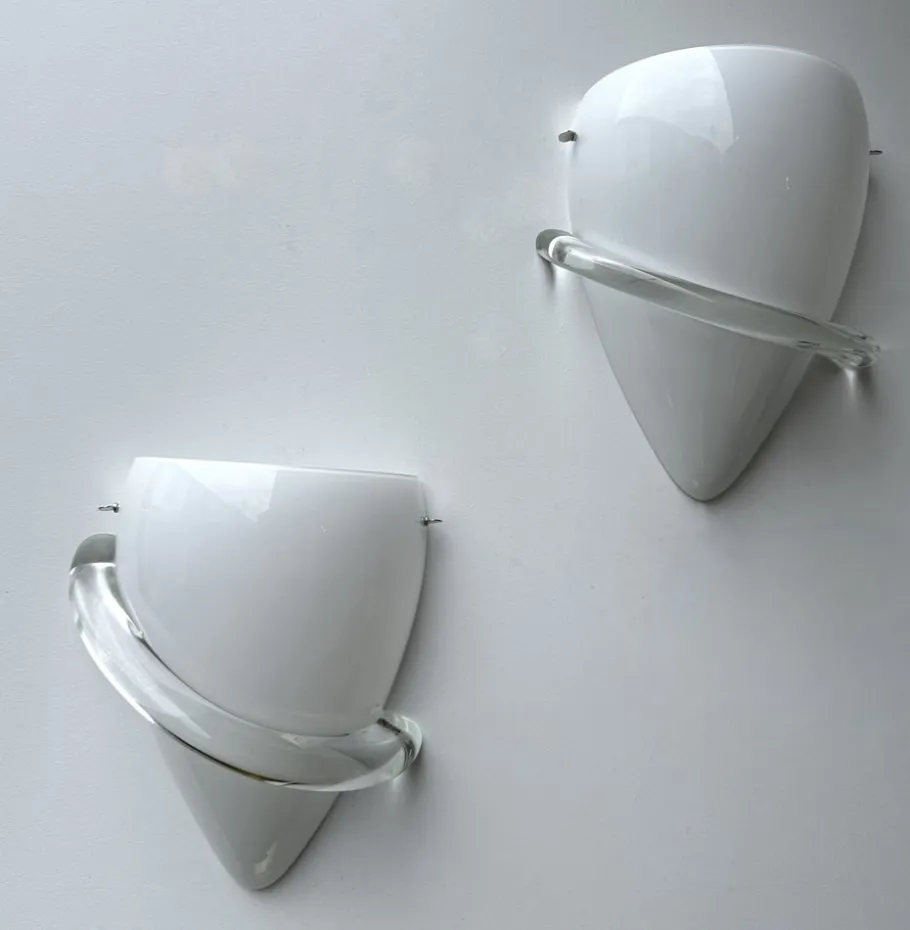 Best Pamono Italian Swan Sconces Murano Glass by Tina Aufiero for Venini, 1995, Set of 2