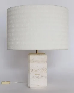 Outlet Pamono Italian Table Lamp in Travertine Marble, 1970s