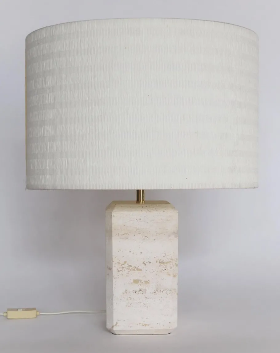 Outlet Pamono Italian Table Lamp in Travertine Marble, 1970s