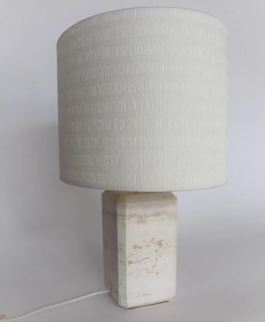Outlet Pamono Italian Table Lamp in Travertine Marble, 1970s