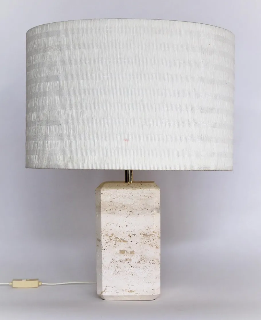 Outlet Pamono Italian Table Lamp in Travertine Marble, 1970s